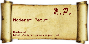 Moderer Petur névjegykártya